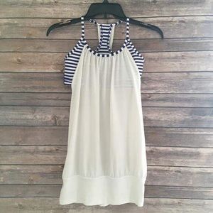 Lululemon No Limits Blue & White Striped Tank